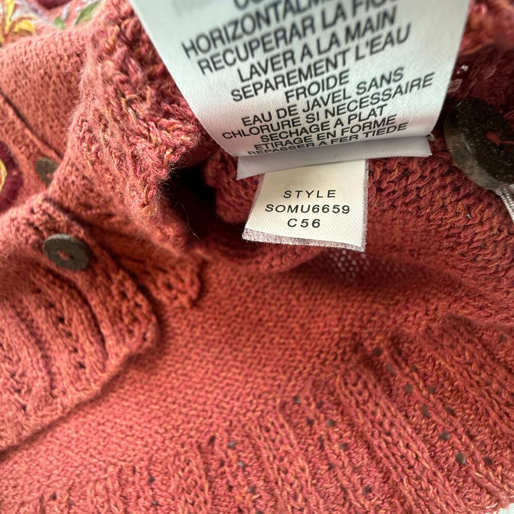 VINTAGE SIGRID OLSEN Sport Knit Sweater Vest Embroidered Ramie Cotton Wool SZ M - Picture 7 of 8